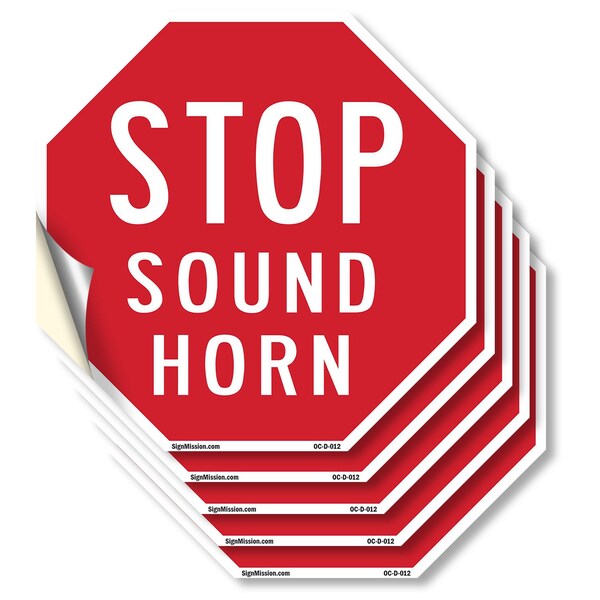 Signmission Stop Sound Horn, 4 inch X 4 inch, Vinyl Decal, 5PK OC-D-5PACK-4-12 - main