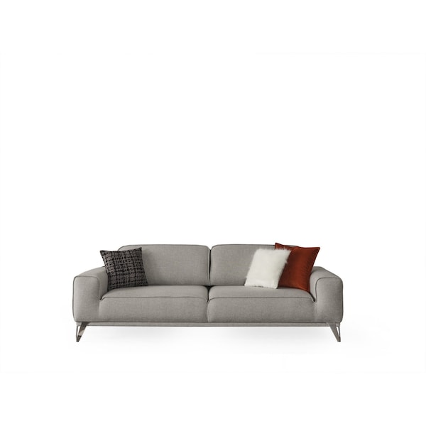 Homeroots 90" Linen Linen Sleeper Sofa And Toss Pillows With Silver Legs 485606 - main