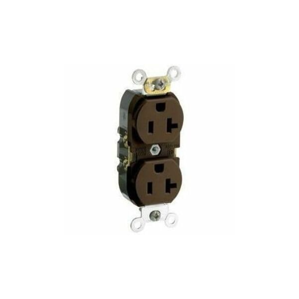 Leviton Straight Blade Receptacle, 5-20R, 20 A, 125V AC, 2 Pole, 3 Wire, Flush Mount, Self-Grounded CR020 - main