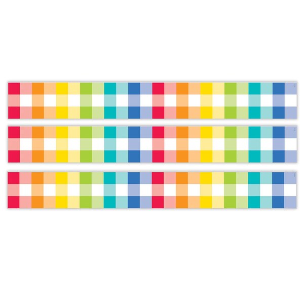 Creative Teaching Press Core Decor Rainbow Buffalo Check EZ Border, 48 Feet Per Pack, 3PK 10875 - main