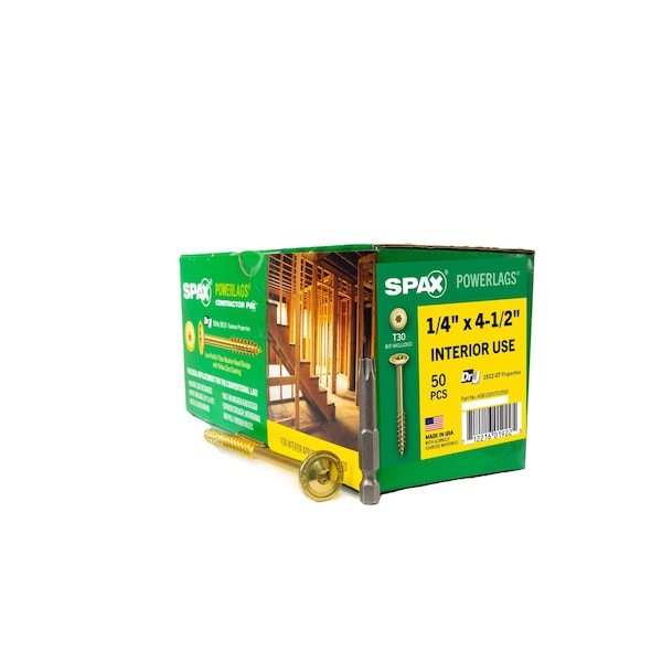 Spax 1/4 in x 4-1/2 in Interior Structural Wood Lag Screws Powerlags Washer Head T-Star, 50PK 4581020701555 - main