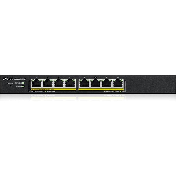 Zyxel GS1915-8EP 8-Port Gigabit Smart Nebula Cloud Managed PoE Switch | 8 PoE+ Ports at 60W GS19158EP - main