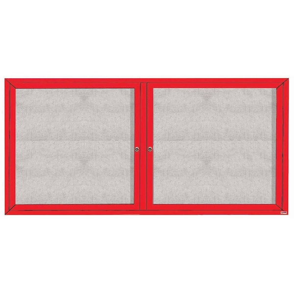 Aarco Outdoor Enclosed Bulletin Board w/ Al Frame, Powder Coated Red, 36''Hx72''W ODCC3672RR - main