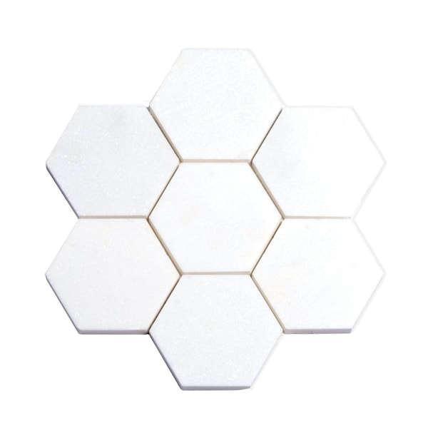Apollo Tile 10x11 Honed Pearl White Thassos Marble Mosaic Hexagon Wall and Floor Tile 3.75 sq ft/case, 5PK APLMKN88G56HA - main