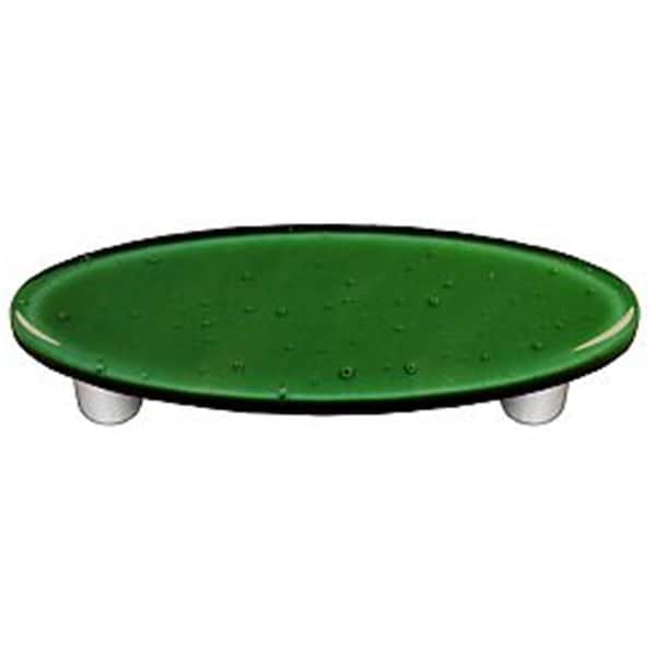 Palacedesigns Dark Forest Green Oval Glass Cabinet Pull - Aluminum Post PA884769 - main