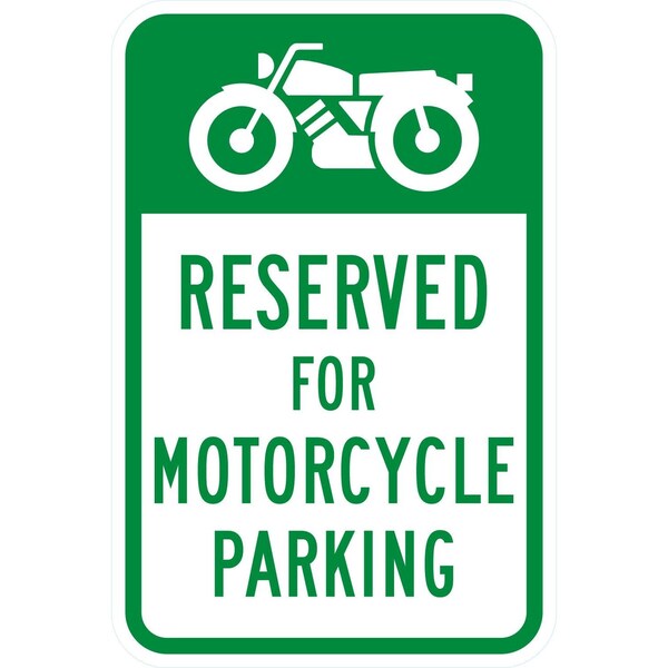 Lyle Reserved For Motorcycle Parking (W/Sym), 12x18, Engineer Grade, White G-3614-EG_12x18 - main