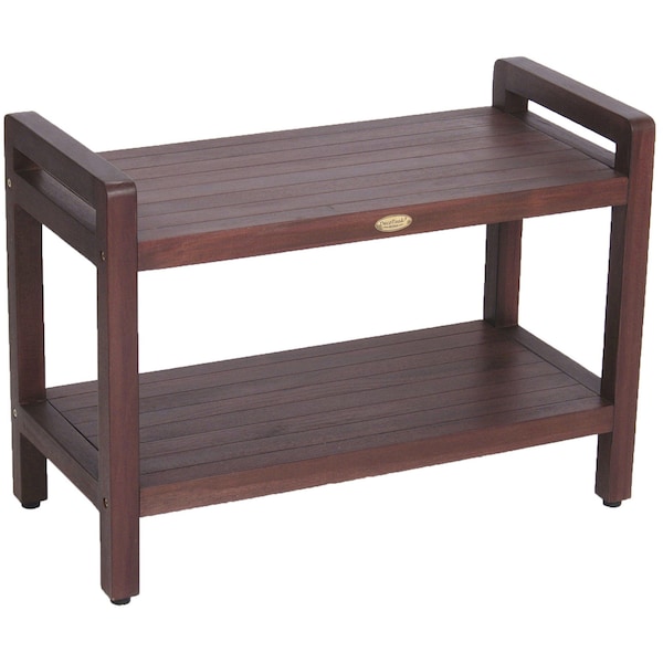 Homeroots 21" X 29" Dark Brown Solid Wood Shower Bench 383334 - main