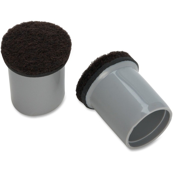 Lorell Gray Replacement Chair Tips with Felt - 0.875" - 16/Pack 49323 - main