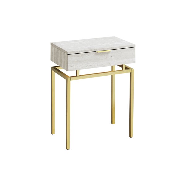 Homeroots 23" Gold And Beige Wood And Metal End Table With Drawer 333215 - main