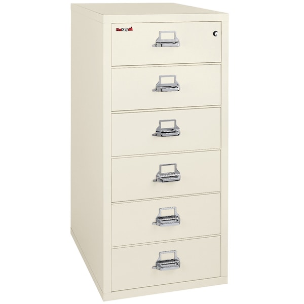 Fireking 6 Drawer, 1 Hr Fire, Vertical, 25" wide for Card Check & Notes Ivory White 6-2552-CIW - main