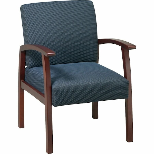 Lorell Thickly Padded Guest Chair, Cherry Frame, Midnight Blue LLR68553 - main