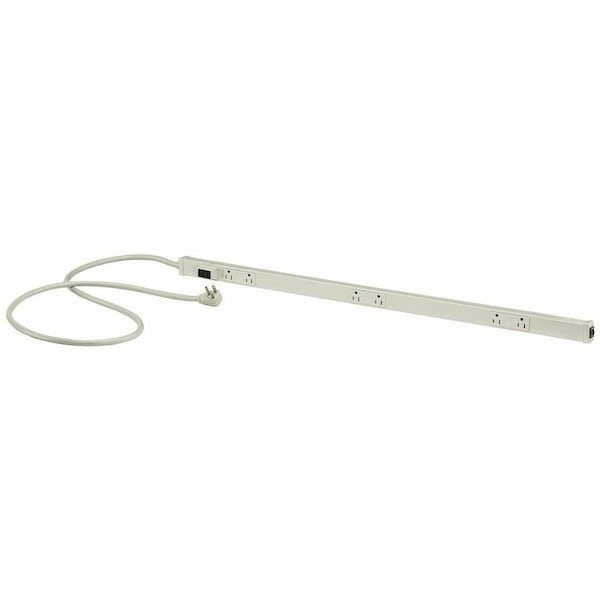 Hubbell Wiring Device-Kellems Outlet Strip, Switched, 6 5-15R, 5-15P, 6 ft., White PT153112P - main