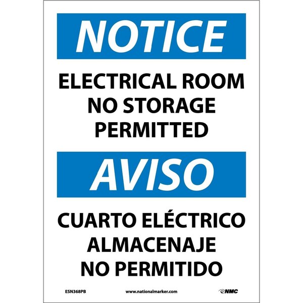 Nmc Notice Electrical Room No Storage Permitted Sign - Bilingual, ESN368PB ESN368PB - main