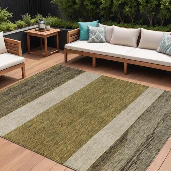 Homeroots 9' X 12' Coffee Ivory And Gray Abstract Washable Indoor Outdoor Area Rug 615258 - main