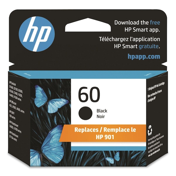 Hp HP 60 Original Ink Cartridge - Single Pack - Inkjet - 200 Pages - Black - 1 Each CC640WN#140 - main