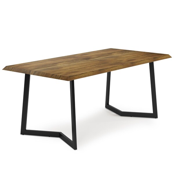Homeroots 72" Natural and Charcoal Solid Wood and Iron Frame Base Dining Table 640703 - main