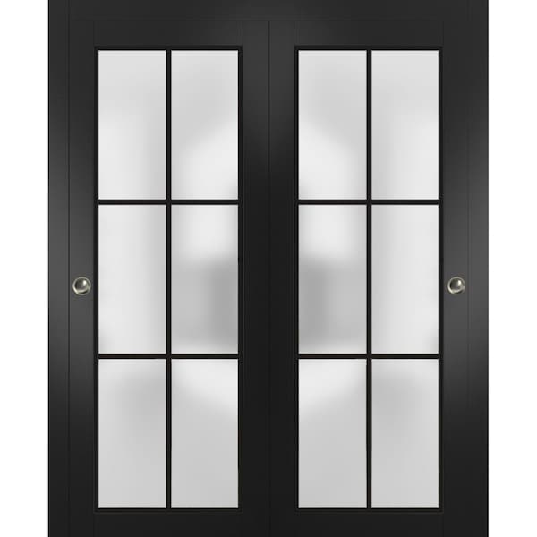 Sartodoors Sliding Closet Bypass Doors with Hardware Planum 2122 Black Solid Core Modern Interior PLANUM2122DBD-BLK-36 x 80 (2* 18x80) - main