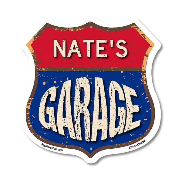 Signmission Nate's Garage, 12 Inch X 12 Inch, Aluminum Metal Sign SHI-A-12-383-NATE - main