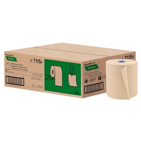 Cascades Pro Perform Hardwound Roll Towel Tandem, PK6 T115 - main
