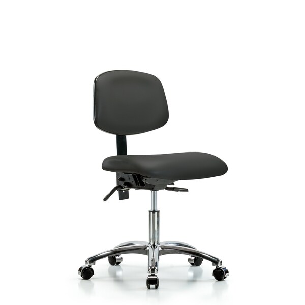 Blue Ridge Ergonomics Desk Chair Desk Chair, Vinyl, Chrome Casters, Gry, No Arms, 18" to 23" Height, Vinyl, Charcoal BR-VDHCH-CR-T0-A0-CC-8605 - main