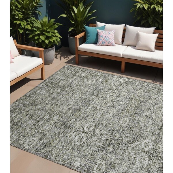 Homeroots 9' X 12' Cream and Tan Floral Washable Non Skid Indoor Outdoor Area Rug 564327 - main