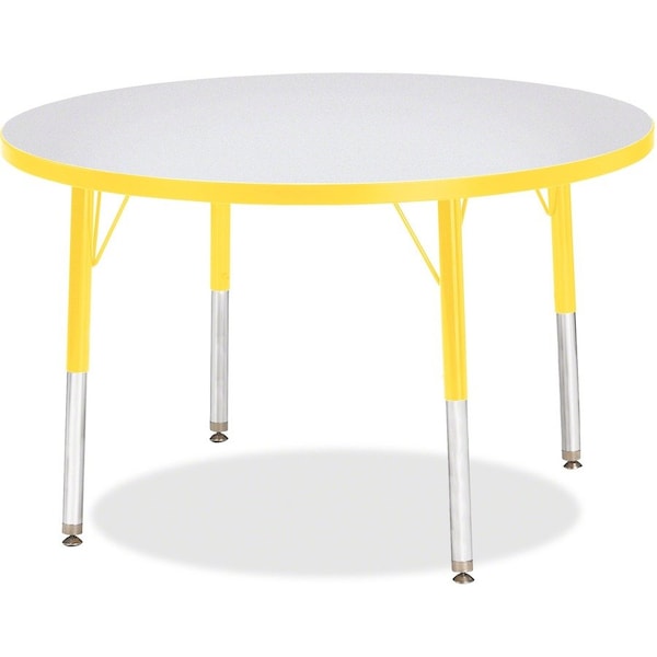 Jonti-Craft Berries Round Activity Table, 36 in. Diameter, E-height, Freckled Gray/Yellow/Gray 6488JCE007 - main