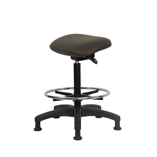 Blue Ridge Ergonomics Vinyl Sit-Stand - Standing Height with Chrome Foot Ring Stationary Glides in Elephant Voyager Vinyl VSTSS-RG-CF-RG-2022 - main