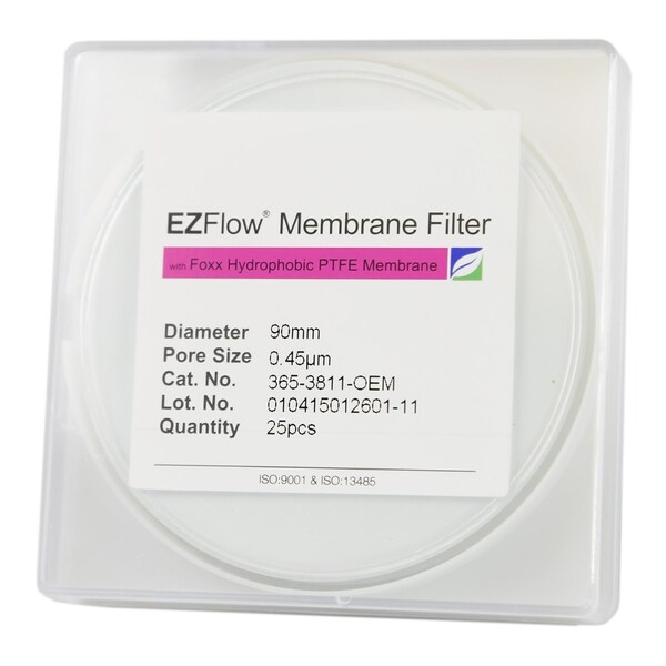 Foxx Life Sciences EZFlow Glass Fiber Membrane Filters, 1.0 um, 90 mm Diameter Disc Prefilters, 100PK 36C-9833-FLS - main