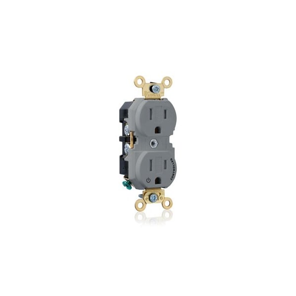 Leviton PlugsandRcptcls, 15A, 125VAC, Gry, Nylon, PK1 5262-1PG - main