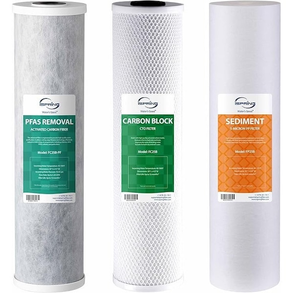 Ispring 3-Stage Replacement Filter Pack for WGB32B-PF Whole House Water Filter System, Removes up to 99% PF F3WGB32BPF - main