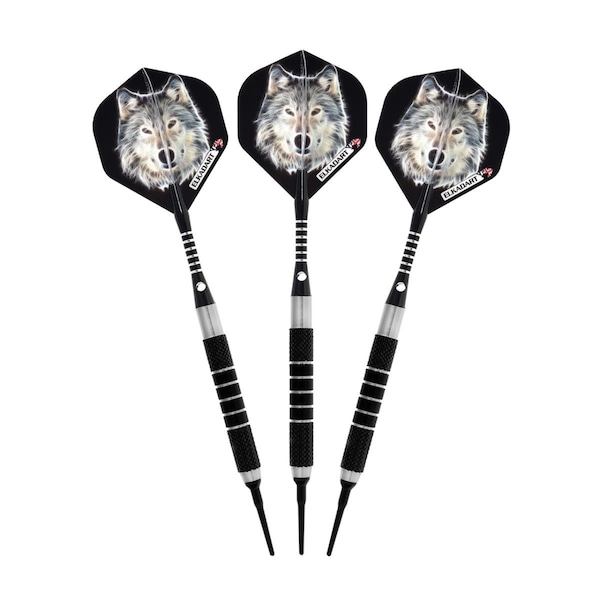 Elkadart Lone Wolf Soft Tip Darts Silver with Black Knurling - 18 g 20-1104-18 - main