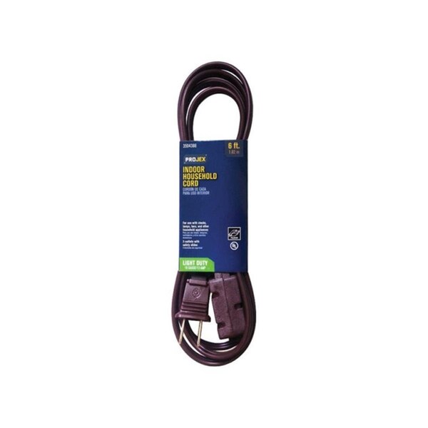 Projex FW20101P 6 ft .Indoor Cube Tap Household 16 Gauge by 2 SPT Extension Cord Brown 3504388 - main