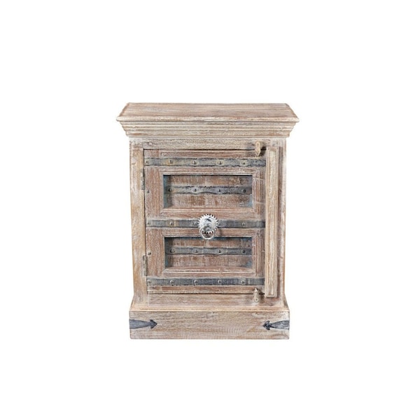 Homeroots 36" White Solid Wood Distressed Nightstand 521209 - main