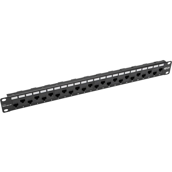 Eaton Tripp Lite Series 24-Port 1U Rack-Mount Cat5e/6 Offset Feed-Through Patch Panel with Cable, RJ45 N254-024-OF - main