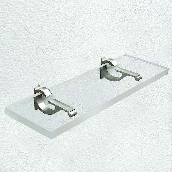 Fab Glass And Mirror Acrylic Shelf 6 x 14.5inces Brushed Nickel Bracket 3/4in Thickness Acrylic Pack of 2 AS19CC-6x14BN2P - main