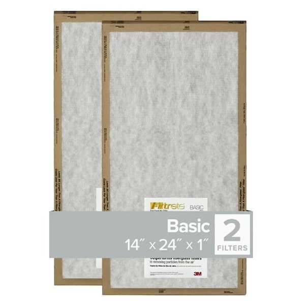 Filtrete Air Filter, 24 in L, 14 in W, 2 MERV, For: Air Conditioner, Furnace and HVAC System FPL23-2PK-24 - main