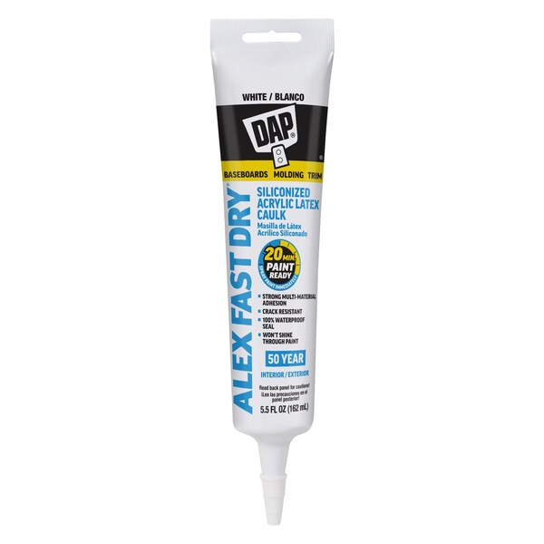 Dap Acrylic Latex Caulk Plus Silicone 5.5 FL OZ White 7079818408 - main