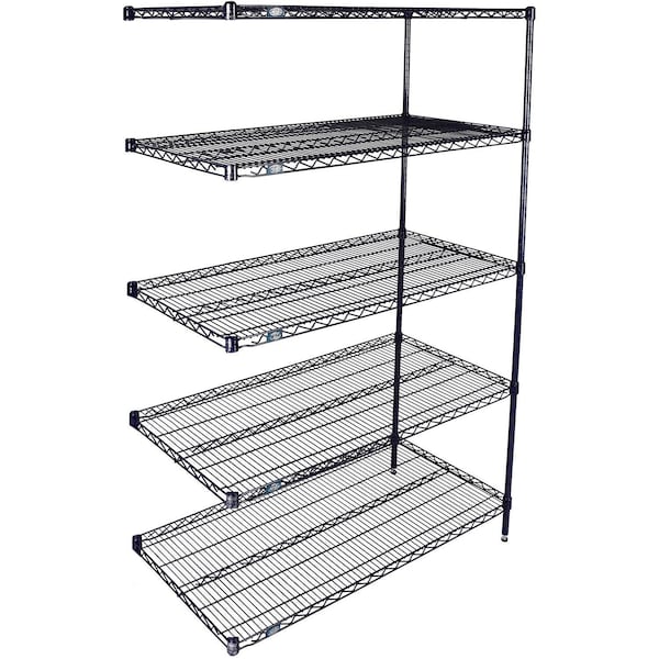 Global Industrial Nexel 5 Shelf, Nexelon Blue Wire Shelving Unit, Add On, 48"W x 14"D x 74"H B3151484 - main