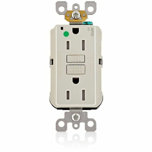 Leviton AFCI Receptacle 15A HG/TR Lt Almond AFTR1-HGT - main