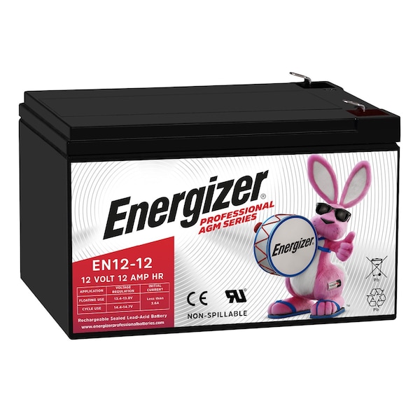 Energizer EN12-12, 12 Volt 12 Amp Hr, Long Lasting Sealed Lead Acid AGM Rechargeable Battery EN4098463 - main