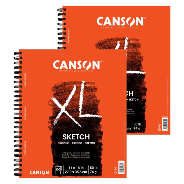 Canson XL Series Sketch Pad, Side Wire Binding, 100 Sheet, 11x14 inch, 2PK C400077359 - main