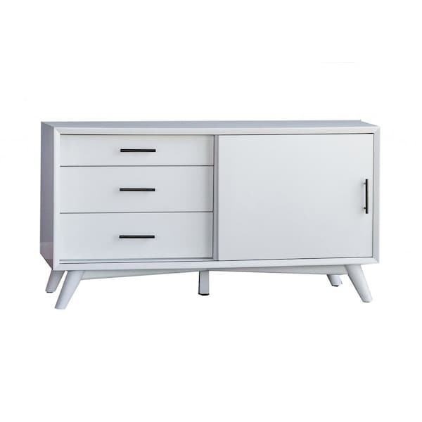 Homeroots 50in White Solid Wood Cabinet Enclosed Storage TV Stand 404274 - main