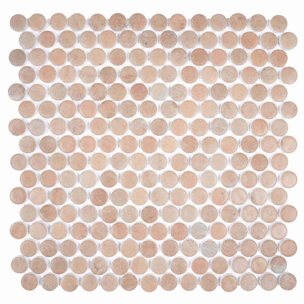 Apollo Tile Lucenza 12x12 in. Clay Beige Matte Recycled Glass Penny Round Mosaic Tile (10.56 sq ft/case) 12PK APLGIO88CLAPENA - main
