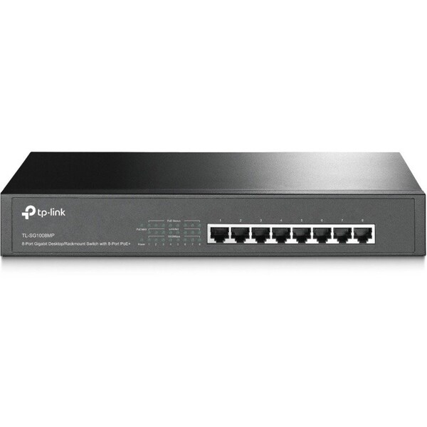 Tp-Link 8-Port Gigabit Desktop/Rackmount Switch w/ 8-Port Poe+ TL-SG1008MP - main