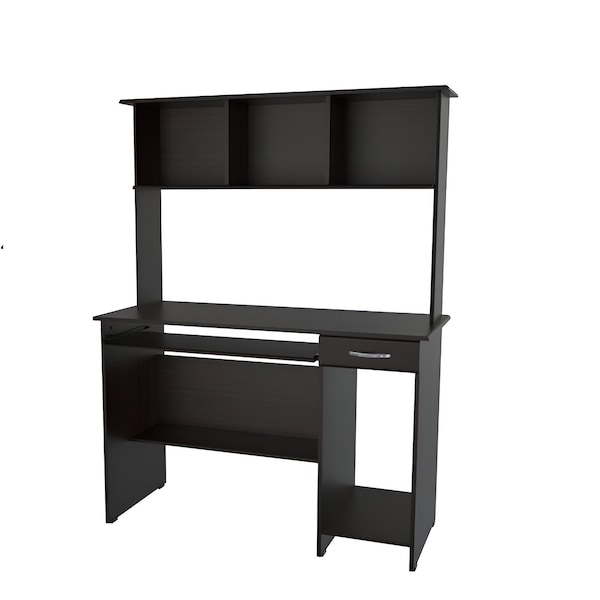 Homeroots 47" Espresso Solid Wood Computer Desk With Hutch 249810 - main