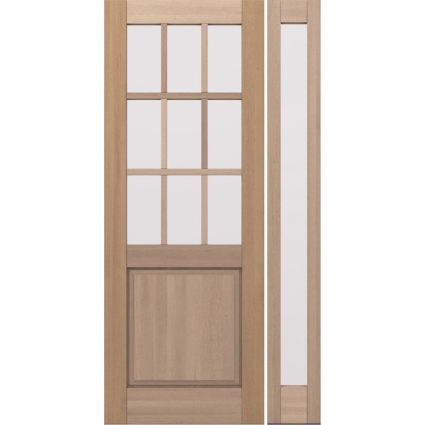 Doornmore G5009, 51.5" x 98" ( 36" Door + 12" Side) Left Hand, Mahogany SDL 9 Lite, 1/2 Lite Exterior Door G5009-SW-3696-G101-SL_1-1_LI - main
