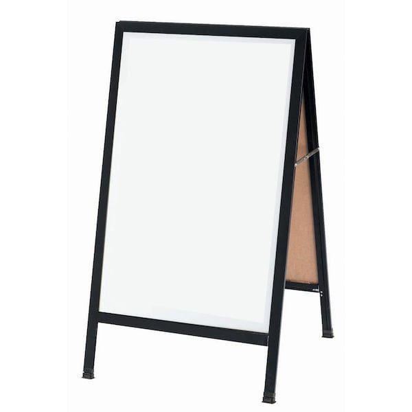 Aarco A-Frame Sidewalk Board, White Melamine Markerboard and a Black Aluminum Frame, 42''Hx24''W BA-5 - main