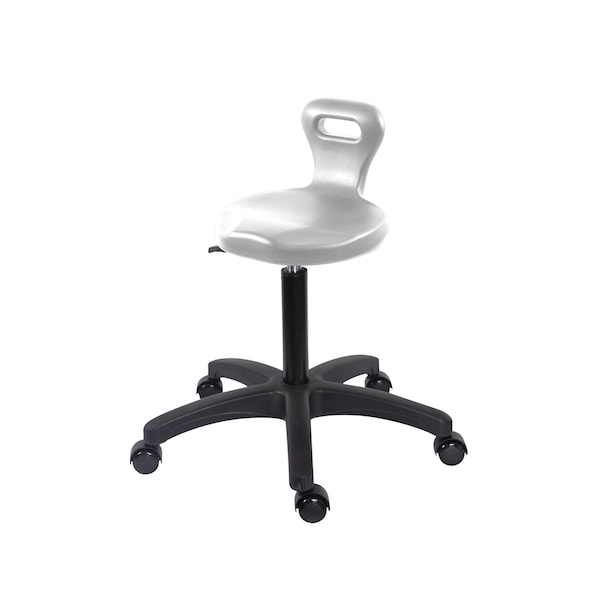 Blue Ridge Ergonomics Polyurethane Serpent Stool - Medium Bench Height with Casters in Gray Polyurethane PSPMBSL-RG-NF-RC-GRY - main