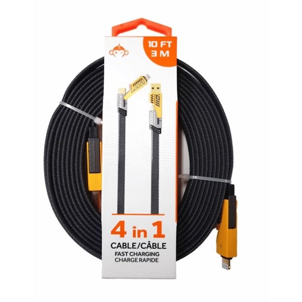 Monster Cable 10ft. 4-in-1 Fast Charging Cable USB-C and Lightning MZ6694 - main