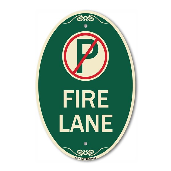 Signmission Fire Lane No Parking Symbol, 12 Inch X 18 Inch Architectural Oval, Heavy Gauge Aluminum A-OV-G-1218-24018 - main